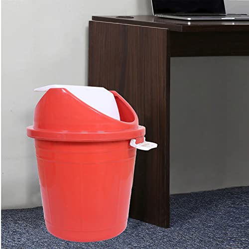 Kuber Industries Swing Top Lid Dustbin|Plastic Garbage Basket & Round Trash Can|Waste Bin with Lid For Home,Bathroom,Office,Washrooms,30 Litre (Red) - Image 2