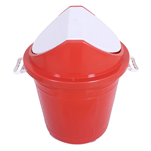 Kuber Industries Swing Top Lid Dustbin|Plastic Garbage Basket & Round Trash Can|Waste Bin with Lid For Home,Bathroom,Office,Washrooms,30 Litre (Red) - Image 3