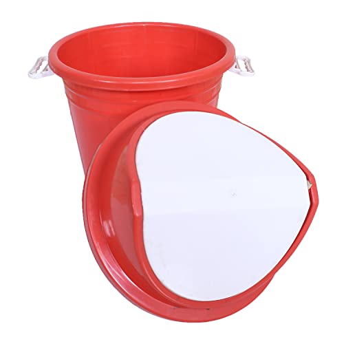 Kuber Industries Swing Top Lid Dustbin|Plastic Garbage Basket & Round Trash Can|Waste Bin with Lid For Home,Bathroom,Office,Washrooms,30 Litre (Red) - Image 5