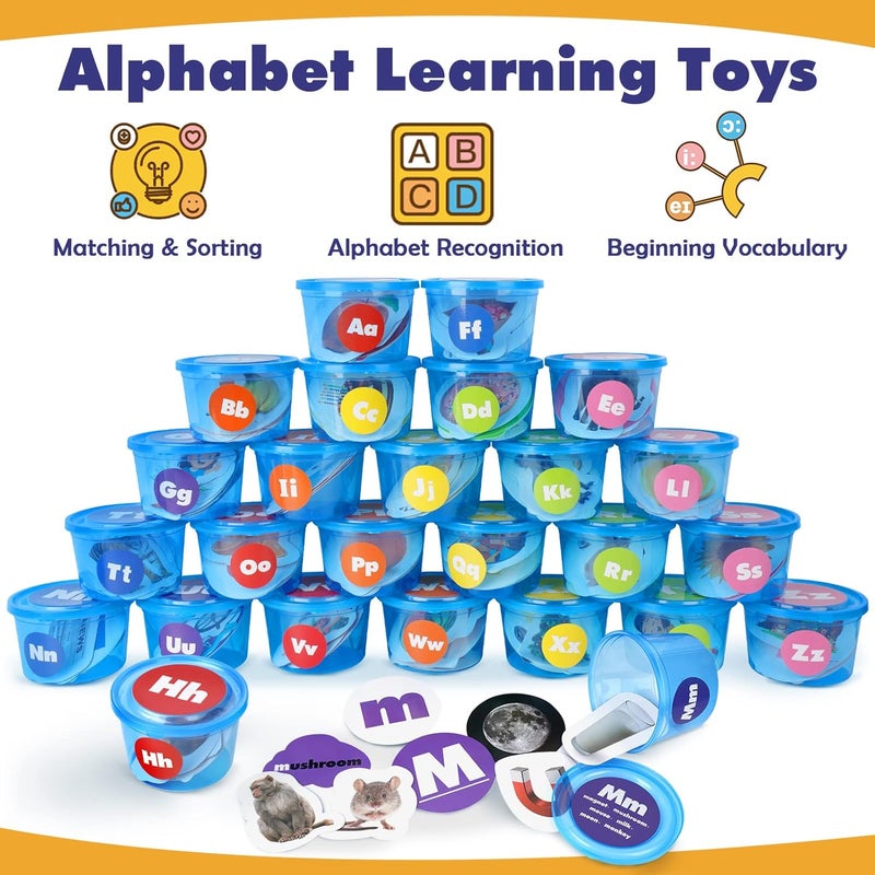 Joyreal 271 PCS Alphabet Learning Toys for Toddlers 3-5, 26 Alphabet Soup Sorters with 245 Flash Cards, Montessori Preschool Classroom Must Haves, Early Letter Sounds Recognition Activities - Image 2