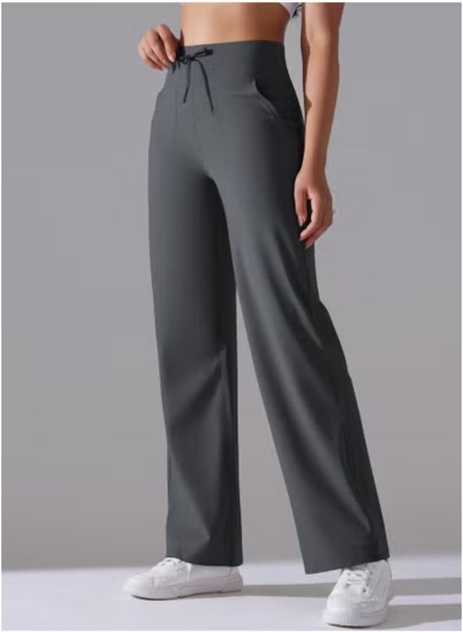 RedMapleTEK Nine Points Wide Leg High Waist Elastic Breathable Casual Pocket Jogging Pants for Running Fitness Yoga - Image 5