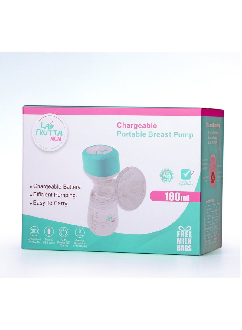 لا فروتا مضخة الثدي الكهربائية La Frutta MUM، زجاجة سعة 180 مل، مضخات ثدي محمولة مضادة للتدفق العكسي، 3 أوضاع و9 مستويات شاشة عرض LED، قابلة لإعادة الشحن عبر USB، فائقة الهدوء وخالية من الألم، تتضمن أكياس تخزين الحليب المجانية. - Image 3