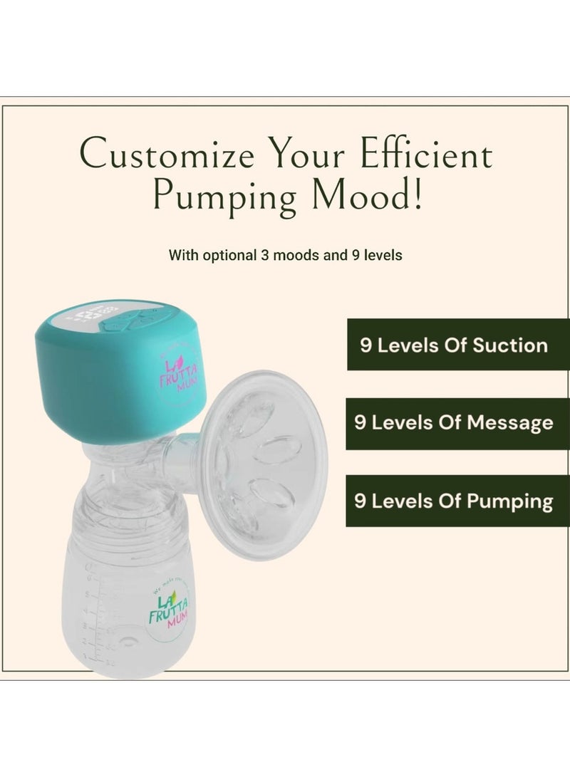 لا فروتا مضخة الثدي الكهربائية La Frutta MUM، زجاجة سعة 180 مل، مضخات ثدي محمولة مضادة للتدفق العكسي، 3 أوضاع و9 مستويات شاشة عرض LED، قابلة لإعادة الشحن عبر USB، فائقة الهدوء وخالية من الألم، تتضمن أكياس تخزين الحليب المجانية. - Image 4