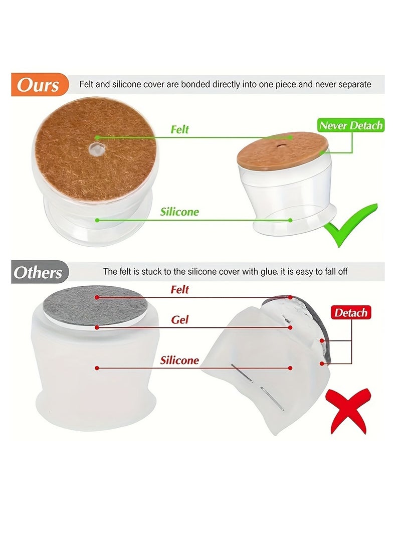 16pcs Chair Leg Protector, Stool Foot Cushion, Chair Foot Cover, Quiet Wear-resistant, Protecting Floor, Table Chair Foot Cover, Board Stool Leg Table Foot Cover, Reduce Noise, Furniture Accessories Round 30mm-45mm - Image 3