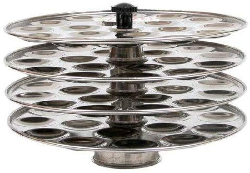 Dharam Paul Traders Stainless Steel Mini Idli Maker Stand | Podi idli Steamer with 4 Plates and 48 Cavities.12 Cavities in 1 Plate. - Image 1