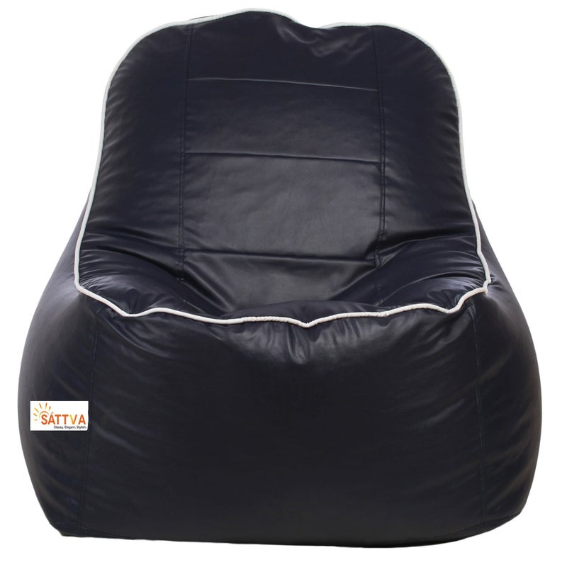 SATTVA Classy.Elegant.Stylish Sattva Rester XXXL Bean Bag Cover Without Beans Navy Blue with White Piping 