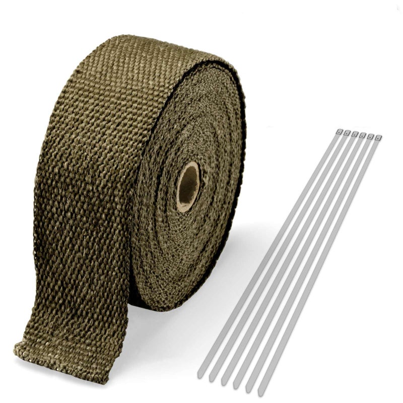Titanium Exhaust Pipe Insulation Thermal Heat Wrap 2 x 50 Motorcycle Header Protection Fiberglass Heat Shield 6x Stainless Ties