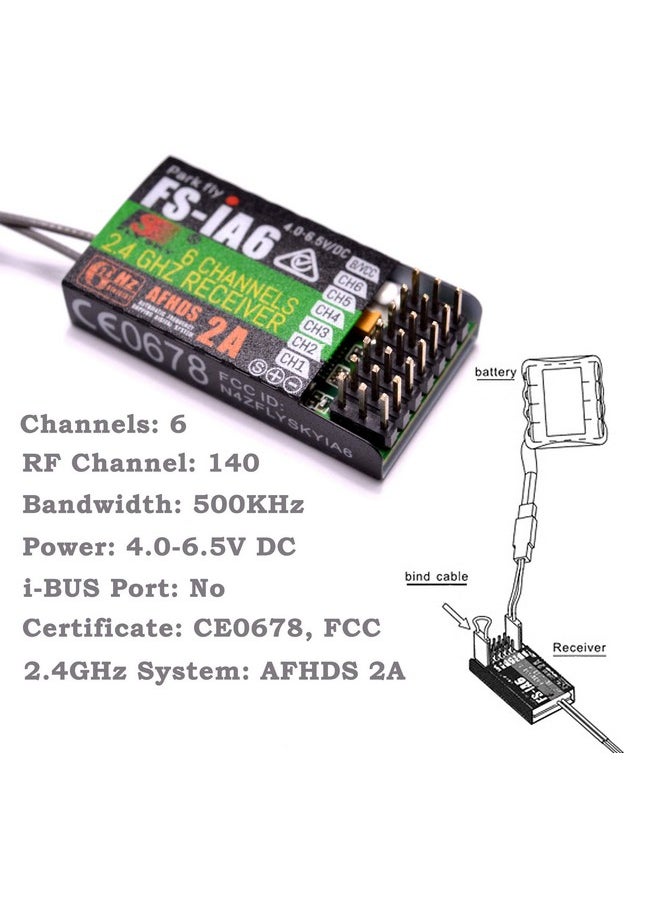 Flysky - Youngrc Flysky Fsia6 Receiver 2.4G 6Ch Remote Control Receiver With Double Antenna Compatible Fsi4 I6 I10 Gt2E Gt2F Gt2G Transmitter Rc210 (Fsia6 Receiver) - Image 1