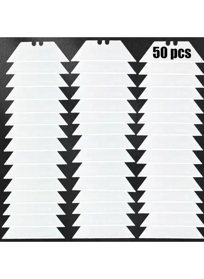50Pcs Heavy Duty Trapezoid Art Replacement Blades Hardened Steel Scraping Box Cutter - Image 1