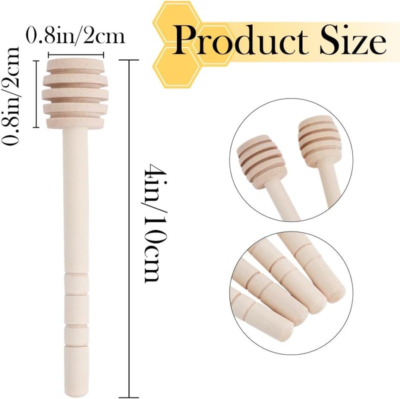 JIABEIUS 50 Pack Mini Wooden Honey Dipper Sticks, 4 Inch Small Stirrer Stick for Honey Jar Dispense Drizzle and Wedding Party Gift - Image 2