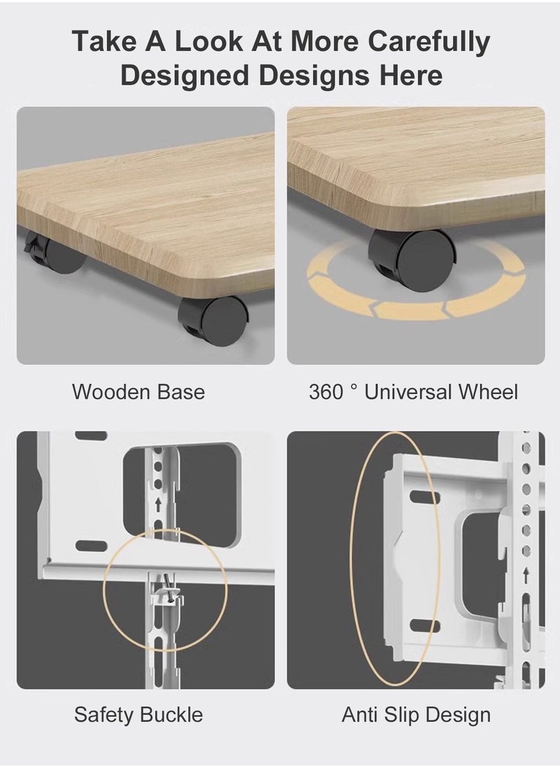 Fh - Rolling TV Floor Stand for 26 to 70 inch TVs with 2-Shelf Storage Trays,Portable Mobile Cart with Wheels, with Swivel Mount,Corner Universal Stands for Bedroom, Outdoor - Image 1