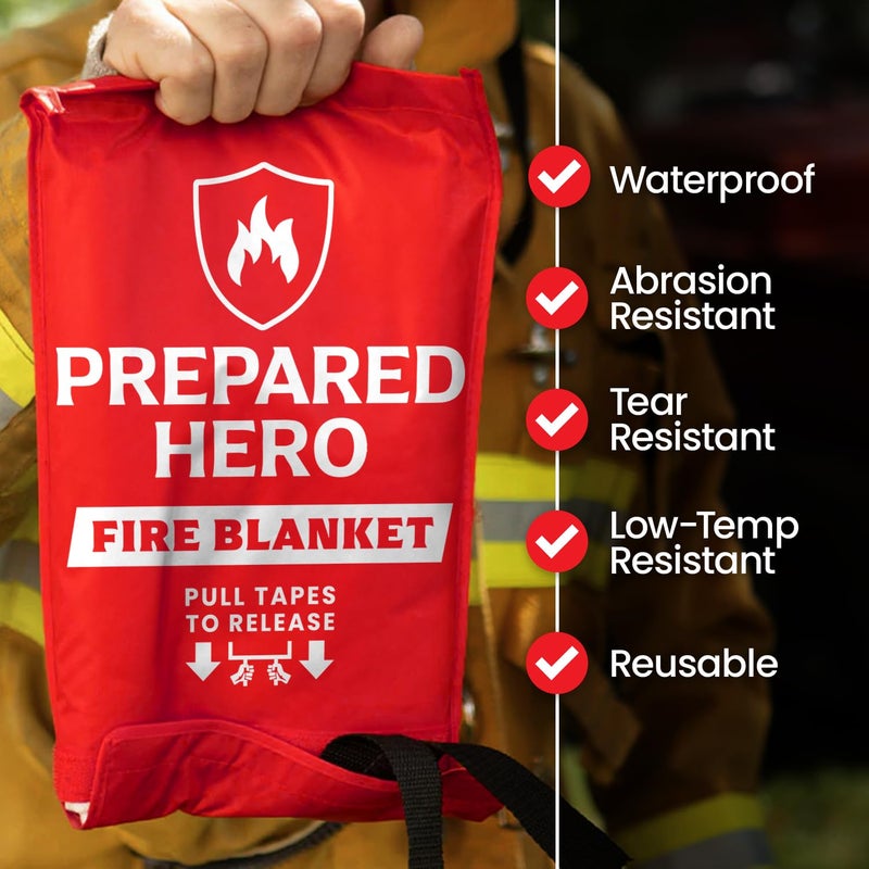 Prepared Hero Emergency Fire Blanket - 1 Pack - Fire Suppression Blanket for Kitchen, 40” x 40” Fire Blanket for Home, Fiberglass Fire Blanket - Image 3