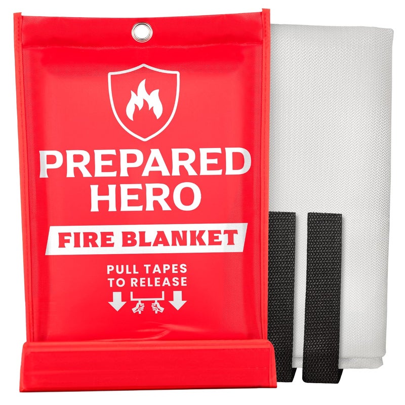 Prepared Hero Emergency Fire Blanket - 1 Pack - Fire Suppression Blanket for Kitchen, 40” x 40” Fire Blanket for Home, Fiberglass Fire Blanket - Image 1