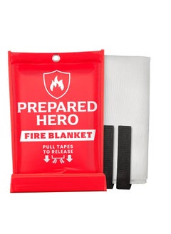Prepared Hero Emergency Fire Blanket - 1 Pack - Fire Suppression Blanket for Kitchen, 40” x 40” Fire Blanket for Home, Fiberglass Fire Blanket