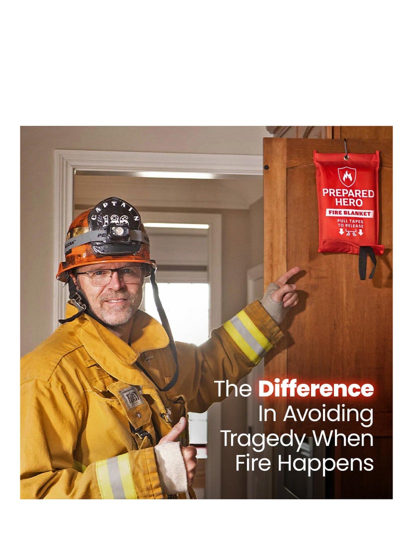 Prepared Hero - Prepared Hero Emergency Fire Blanket - 1 Pack - Fire Suppression Blanket for Kitchen, 40” x 40” Fire Blanket for Home, Fiberglass Fire Blanket - Image 1