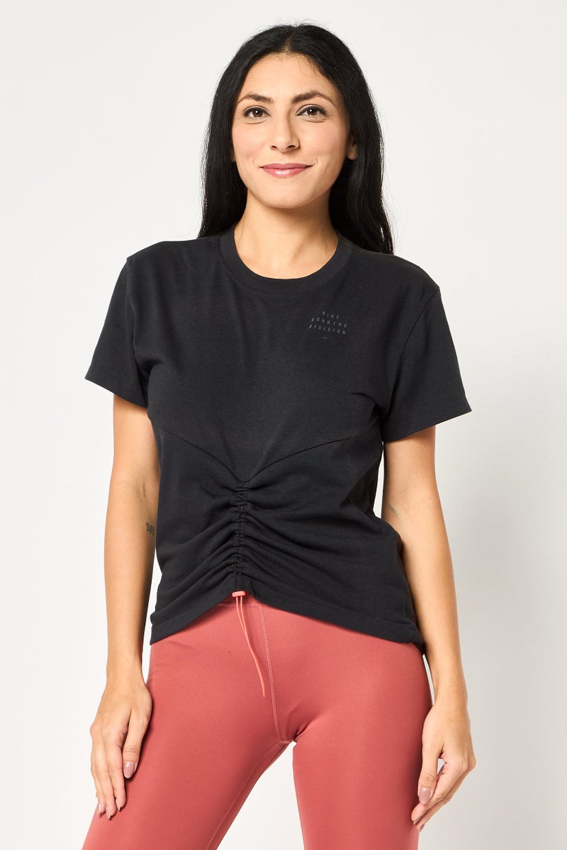 Nike Women Dri Fit Short Sleeve Running Top, Black - Image 1