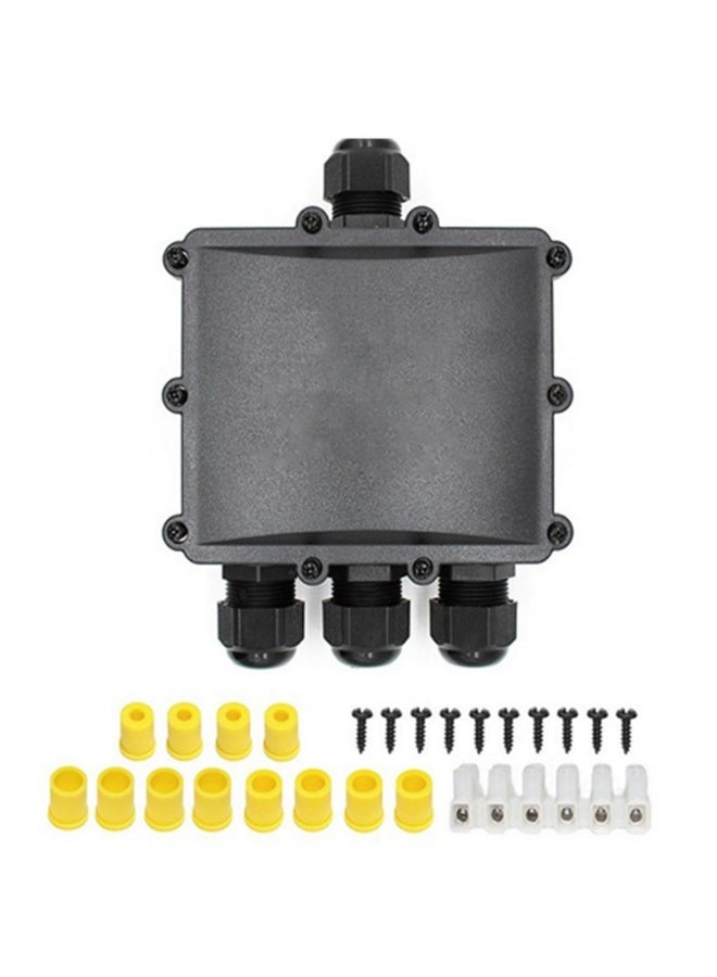 صندوق توصيل خارجي مقاوم للماء IP68، موصلات كابلات خارجية رباعية الاتجاهات مع موصلات أسلاك M25، صندوق توصيلات كهربائية لكابل بقطر 4-14 مم (أسود) - Image 1