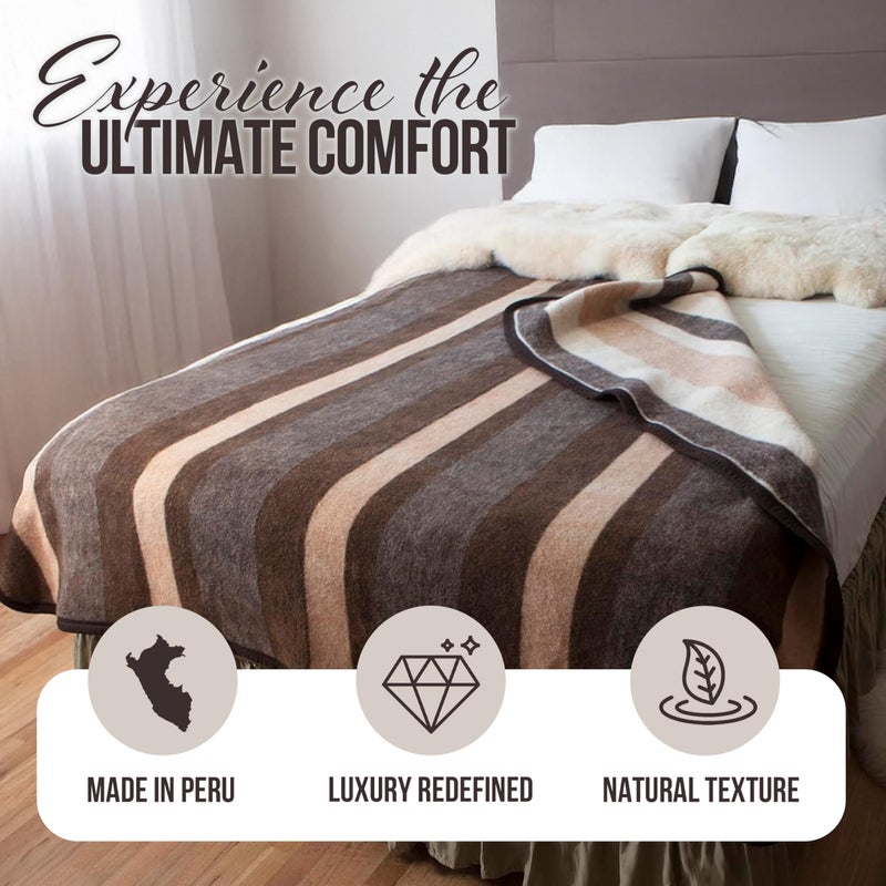 Desert Breeze Distributing 100% Natural Alpaca and Merino Wool Blanket, Andean Collection Rustic Woven, Warm and Thick Wool Blanket Twin Size, Made in Peru - Image 3