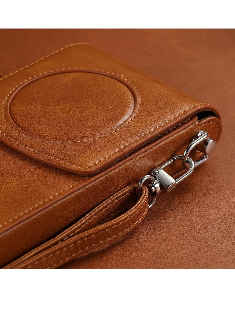 Bag for Apple Vision Pro Portable PU Leather Bag for Vision Pro Battery Protection Shockproof and AntiDrop Waterproof Leather Crossbody Bag with Adjustable Strap Cell Phone and Card Holder - Image 2