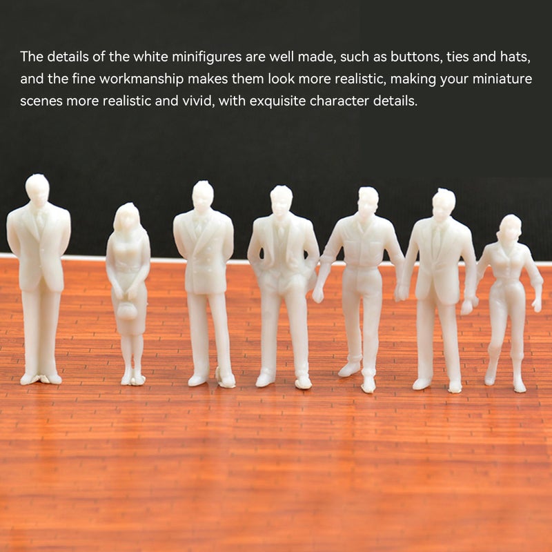 BQLZR 100Pcs White Model Train People Figure Passengers 1:200 Scale - Image 2