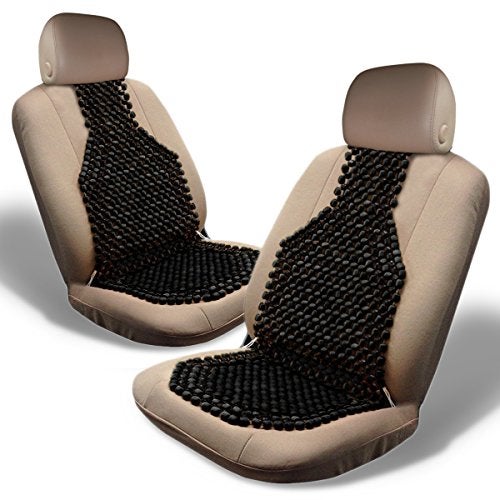 ZONETECH Zone Tech Wood Beaded Seat Cushion, Premium Quality, Black, Car Massaging, Double Strung, Stress Free (2 Pack) - Image 1
