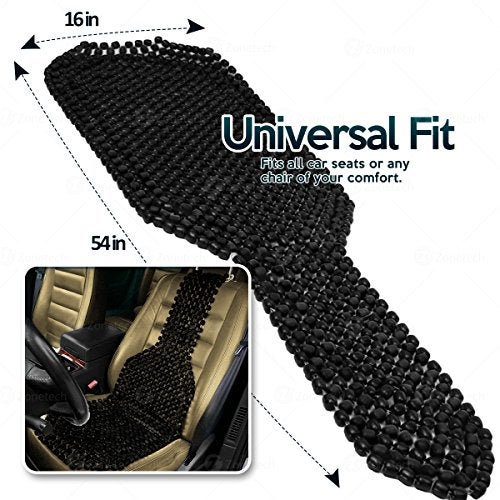 ZONETECH Zone Tech Wood Beaded Seat Cushion, Premium Quality, Black, Car Massaging, Double Strung, Stress Free (2 Pack) - Image 3