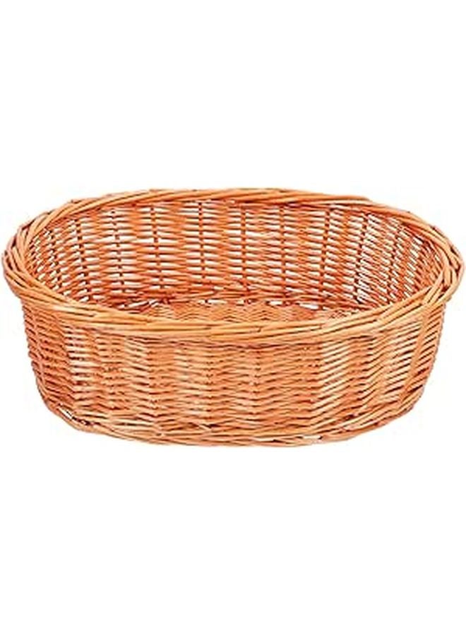 Handwoven Rattan Fruit Bread Basket 29x21x9cm Large Kitchen Storage Display - Image 1