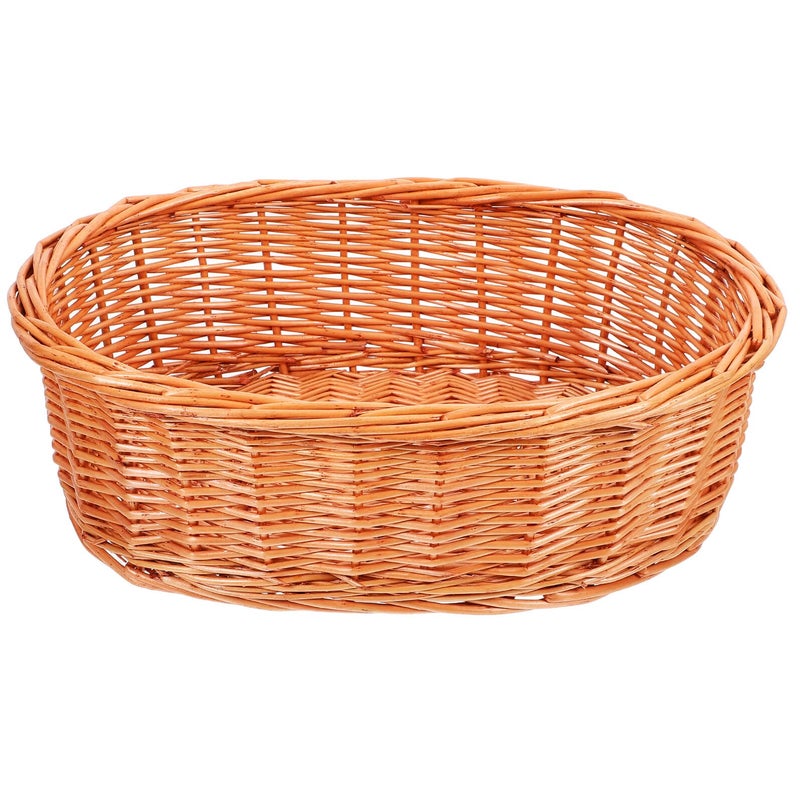Handwoven Rattan Fruit Bread Basket 29x21x9cm Large Kitchen Storage Display - Image 2