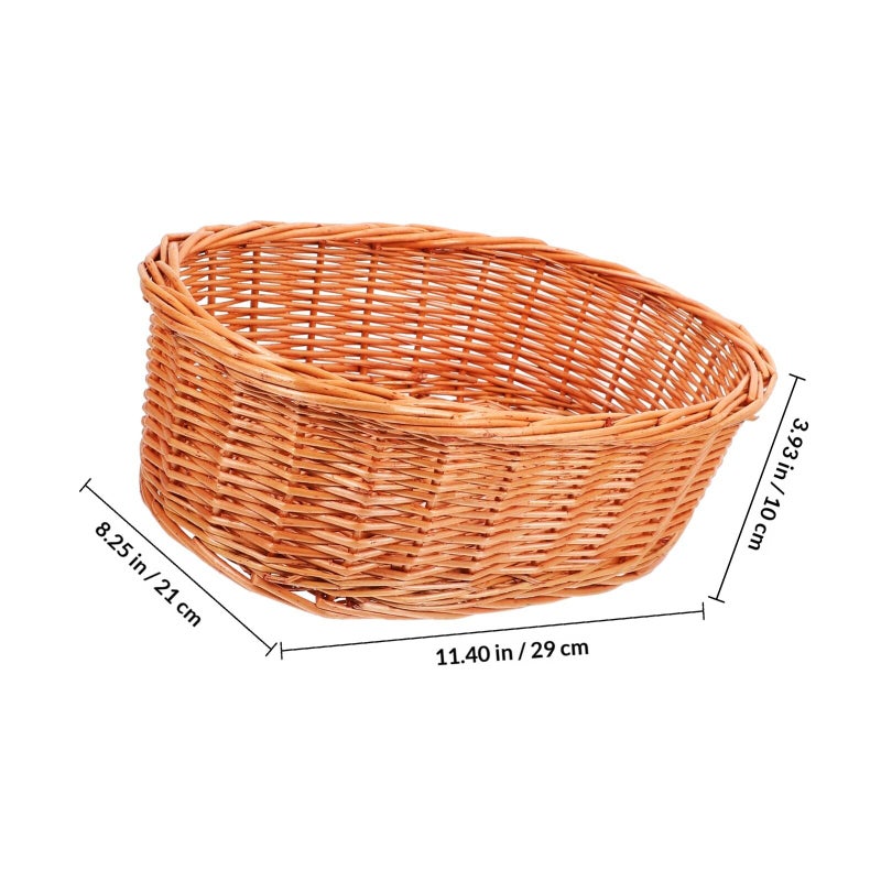 Handwoven Rattan Fruit Bread Basket 29x21x9cm Large Kitchen Storage Display - Image 3