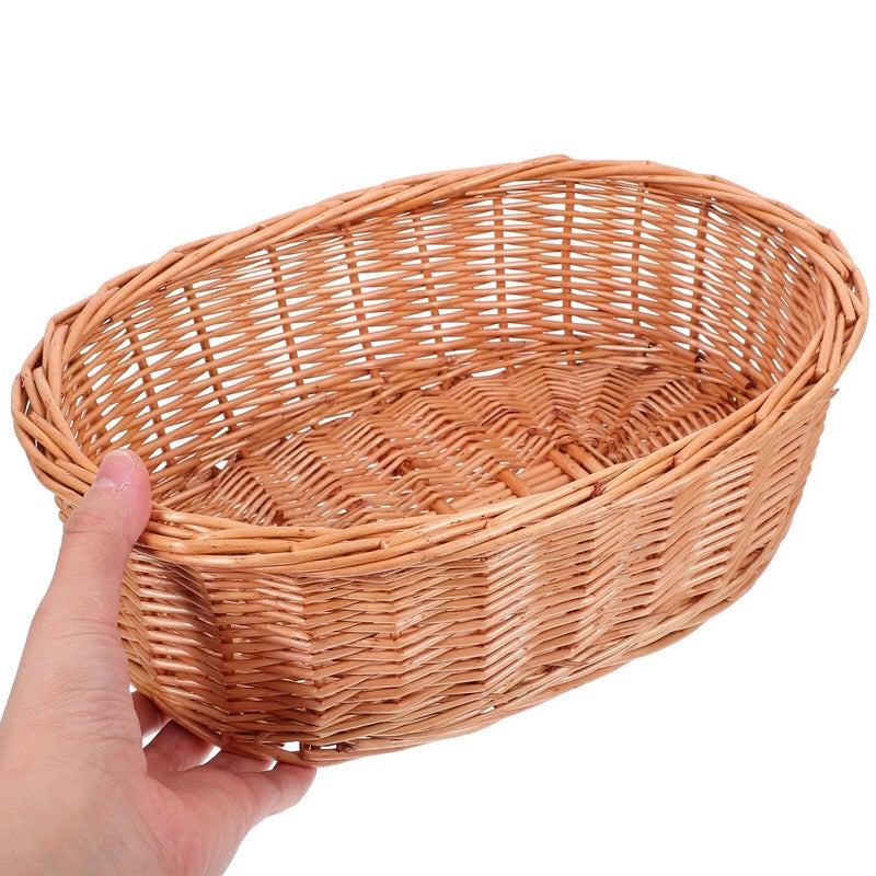 Handwoven Rattan Fruit Bread Basket 29x21x9cm Large Kitchen Storage Display - Image 5