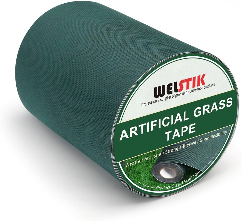 WELSTIK Artificial Grass Tape For Jointing Fixing Green Lawn Mat Rug(Green, 15CM X 10M) - Image 1