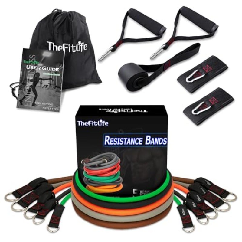 مجموعة أشرطة التمرين والمقاومة TheFitLife - خرطوم التمرين القابلة للتكديس حتى 110، 150، 200، 250، 300 رطل لأداء التمرين الداخلي والخارجي للياقة البدنية، تمارين التعليق، القوة، المنزل، اليوغا - Image 1