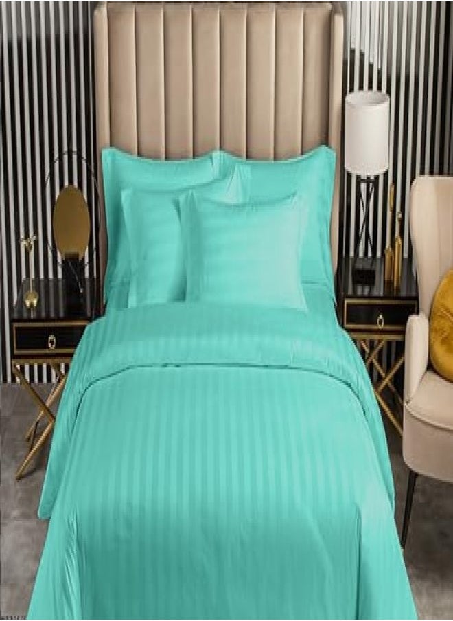 Hotel Bedding Linen Set - 4 Piece Single Duvet Cover Set - Includes 1 Fitted Sheet 120x200cm, 1 Duvet Cover 160x220cm, and 2 Pillowcases 50x75cm - Super Soft, Luxurious, and Elegant - Stripe - Green - pzsku/ZF6841906BCB75CEAAE94Z/45/_/1734180137/3e108ab2-5ee1-4eb7-9241-18a8f859b1eb