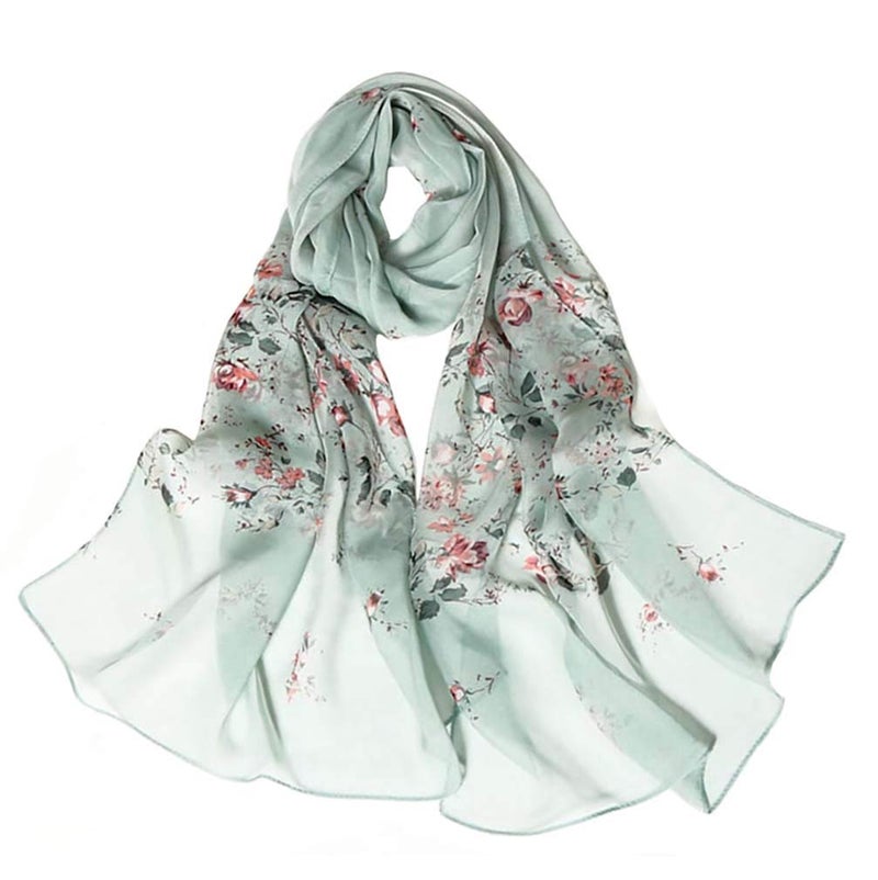 Acotavie Scarfs for Women Lightweight Fashion Scarves Print Floral Pattern Scarf Shawl Wraps (C05) - Image 1