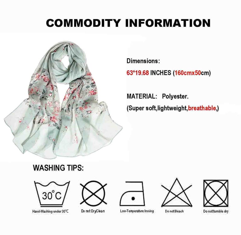 Acotavie Scarfs for Women Lightweight Fashion Scarves Print Floral Pattern Scarf Shawl Wraps (C05) - Image 2