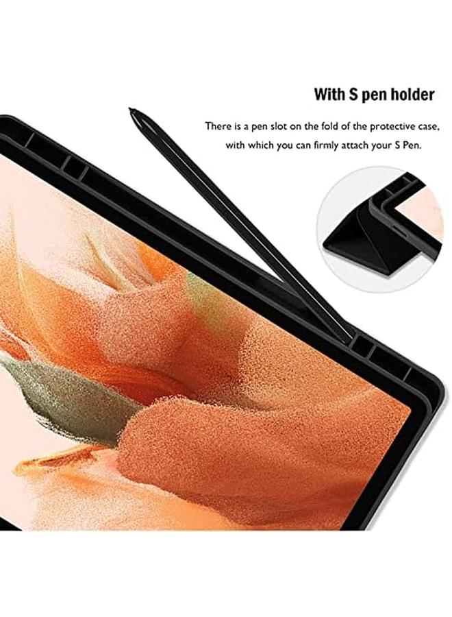 إيروريكس حافظة لجهاز سامسونج جالكسي تاب S8 بلس S7 بلس S7 Fe مقاس 12.4 بوصة رفيعة وخفيفة الوزن مع حامل ثلاثي الطيات وغطاء حماية تلقائي السكون لجهاز سامسونج جالكسي تاب S8 بلس S7 بلس S7 Fe أسود - Image 3