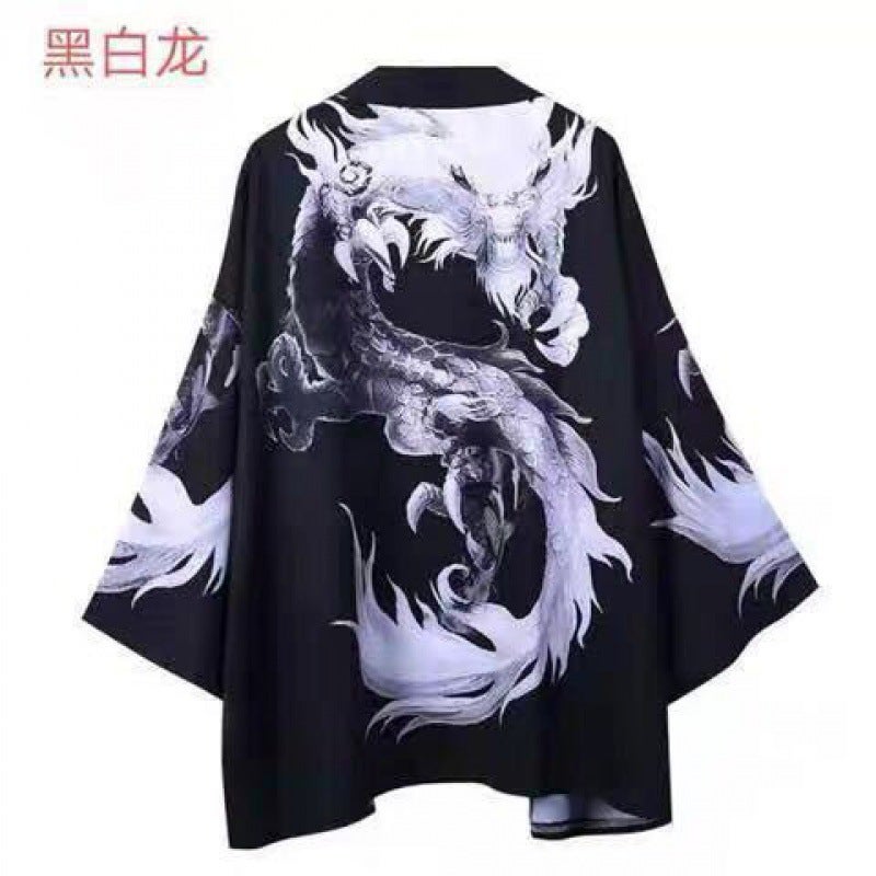 Trade Single-Day Trendy Brand Ukiyo-E Robe Sea Wave Pattern Dragon Printed Kimono Hawaii Beach Shirt - Image 5