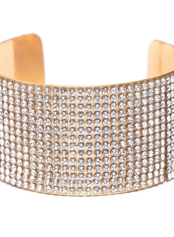 YouBella سوار براكست من يوبلا للأزياء مزين بالكريستال ومطلي بالذهب للفتيات والنساء (أبيض) - Image 3