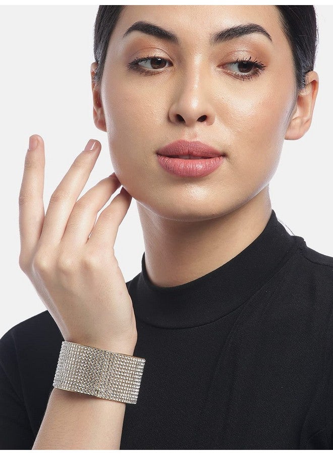 YouBella سوار براكست من يوبلا للأزياء مزين بالكريستال ومطلي بالذهب للفتيات والنساء (أبيض) - Image 2