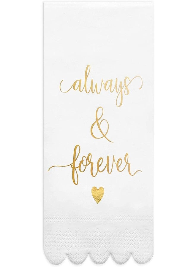 Sparkle and Bash Wedding Napkins - 4 x 8 in, 100-Pack, 3-Ply White & Gold Foil Scalloped Edges - Disposable Dinner Napkins for Reception - Rehearsal & Bridal Shower - Always & Forever - Image 4