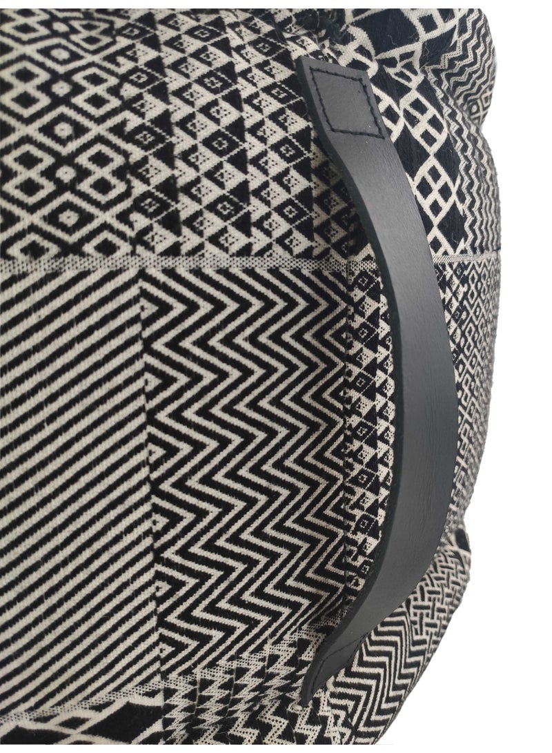 Ramsha Printed pouf with leather handle for living room footrest ottomans pf-040 50X50X30 CM - Image 3