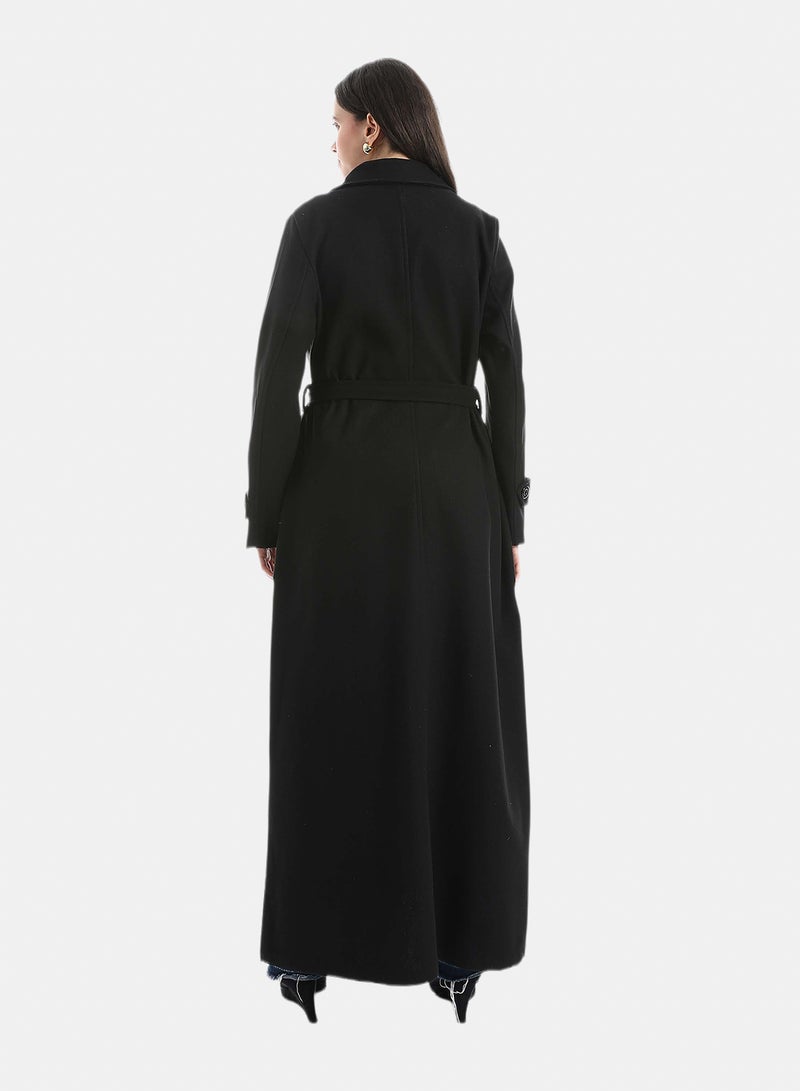 Red Circle Elegant Modest Long Coat - Image 3