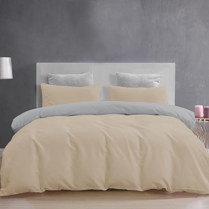 YRM BEDDINGS DUVET COVERS 100 MICROFIBER REVERSIBLE 3PIECE DUVET COVER SET ULTRA SOFT WITH ZIPPER CLOSURE 61X91 INCHES AND 2 PILLOW COVER 18X28 INCHES SINGLE SIZESILVERBEIGE