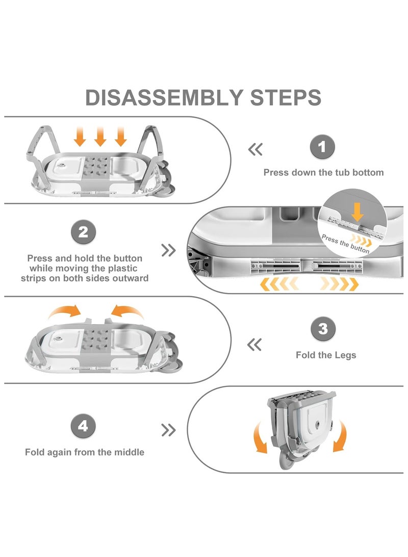 NNEWVANTE حوض استحمام قابل للطي للرضع مع مقياس حرارة و 1 منشفة مغطاة و 1 وسادة عائمة ناعمة، حوض استحمام محمول مع فتحة تصريف، أحواض استحمام للأطفال الرضع قابلة للطي ومتينة للرضع حتى toddlers - Image 5