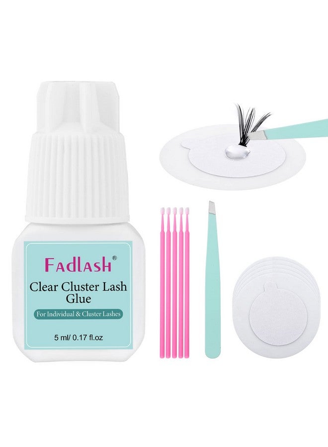 FADLASH Cluster Lash Glue Individual Lash Glue 35S For Beginners 715 Days Long Lasting Clear Eyelash Glue Diy Eyelash Extension Glue Waterproof Lash Extension Glue For Self Application 5Ml - Image 1