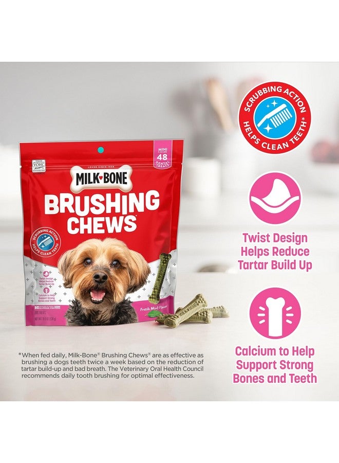 MILK-BONE Milk-Bone Fresh Breath Brushing Chews, 48 Mini Daily Dental Dog Treats Scrubbing Action Helps Clean Teeth  - Image 2