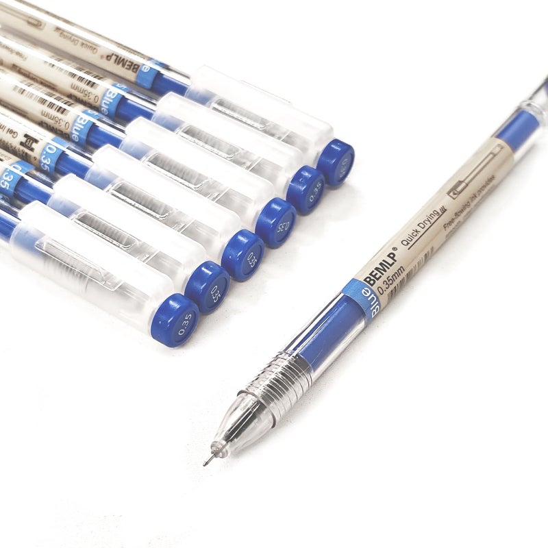 BEMLP Gel Ink Pen Extra fine point 0.35mm Blue Liquid Rollerball Pens Quick Drying Gel Pens School Office student Exam Writing Stationery Supply 12 Pcs/Set (Blue) - Image 4