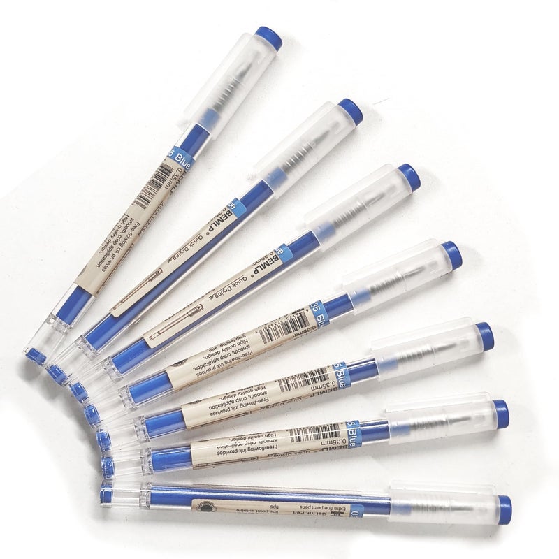 BEMLP Gel Ink Pen Extra fine point 0.35mm Blue Liquid Rollerball Pens Quick Drying Gel Pens School Office student Exam Writing Stationery Supply 12 Pcs/Set (Blue) - Image 2