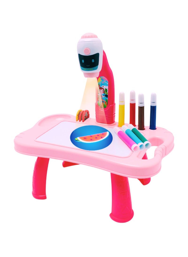Kids Drawing Projector Table-Smart Learning Toy for Children  Projection Painting Table Easy to Clean Big Size(Pink)  - Image 1
