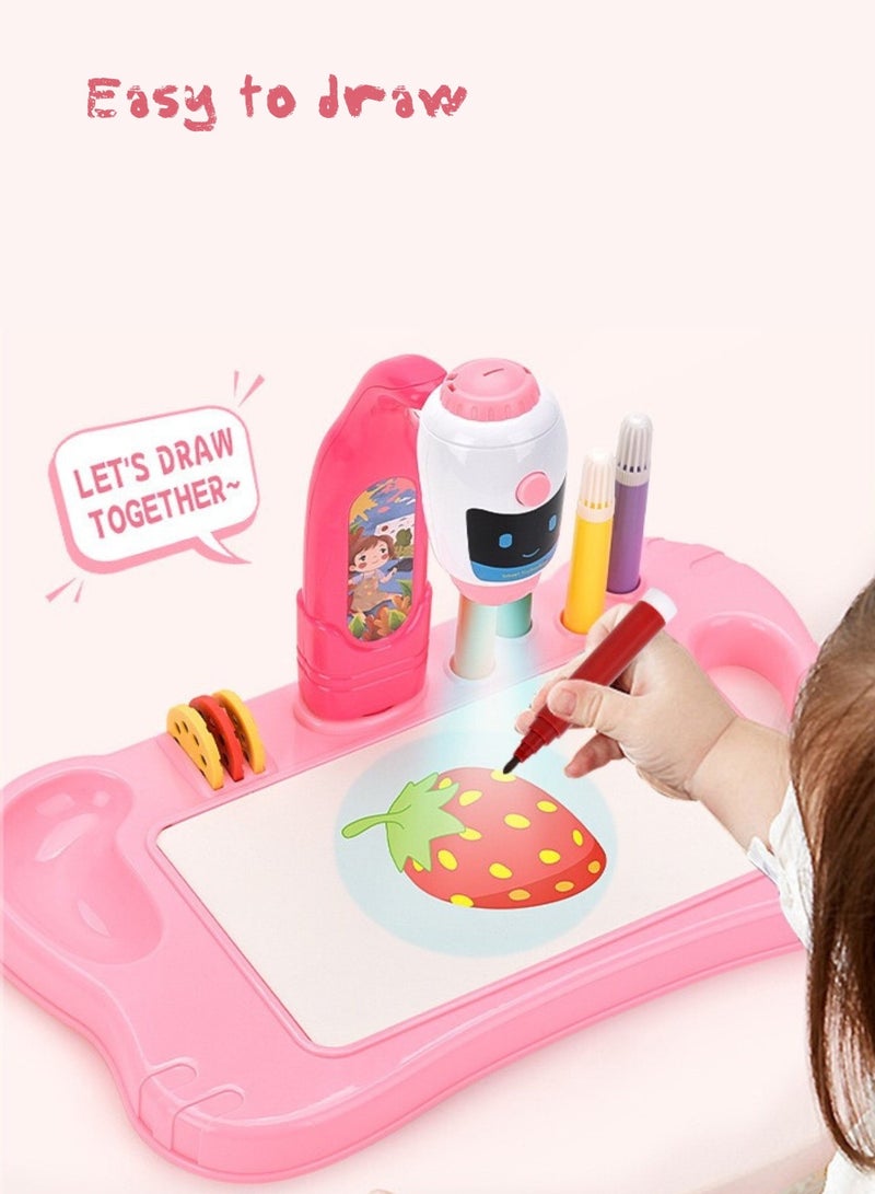 Kids Drawing Projector Table-Smart Learning Toy for Children  Projection Painting Table Easy to Clean Big Size(Pink)  - Image 2